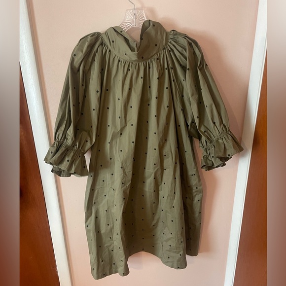 Wyatt Wylde Green and black polka dot Bow Dress Holiday Large (T) - Picture 3 of 7